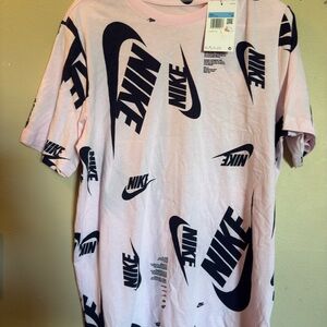 Nike Pink Tee with Black Logo Pattern